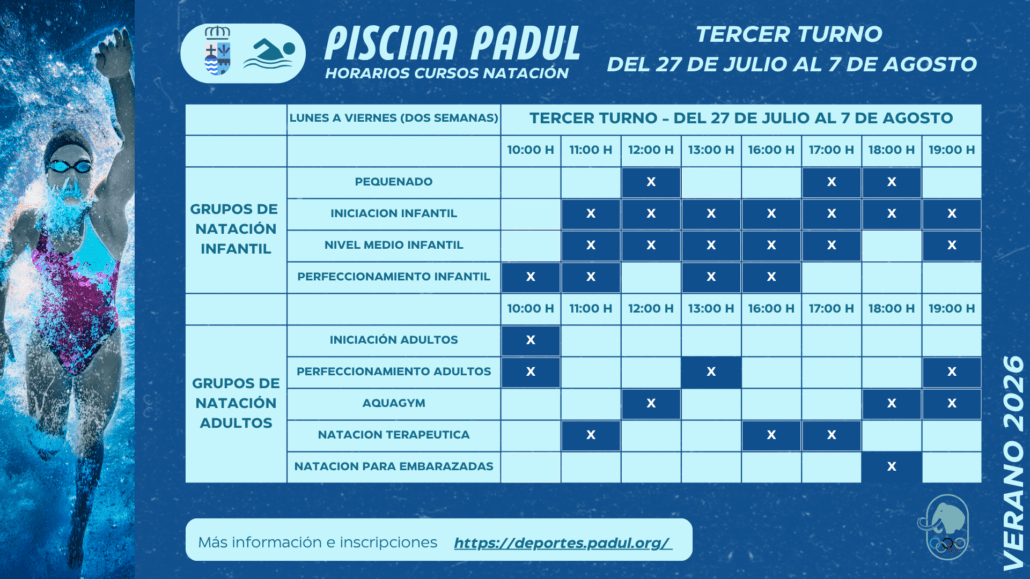 Infografía Nivel medio infantil — curso de natación para niños 5-14 años